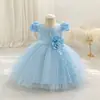 Novo Vestido de Princesa Infantil Vestido com Aplique de Borboleta Saia Tutu de Tule Vestido para Festa de Aniversário Vestido de Fantasia para Apresentação