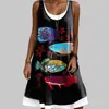 Vestido feminino de alta qualidade com textura de saia, vestido com impressão digital 3D, vestido plus size sob encomenda