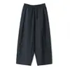 46.2% Lyocell 4.8% Lino Bolsillos Ocultos Cordón Cilíndrico Ligeramente Curvos Pantalones de Longitud 9/10 Pantalones de Pierna Ancha de Verano