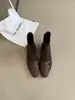 Primeiro Encontro Ji Senso de Design Nicho Street Style Botas de Cano Curto Femininas Outono Inverno Novo Pequenas Botas Nude Francesas Botas Emagrecedoras Chelsea