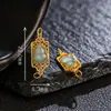 Jade Natural Incrustado con Plata Esterlina S925 Chapado en Oro de 24K Pulsera Cuadrada con Forma de Calabaza Accesorio Pulsera DIY Hecha a Mano Piezas Pequeñas