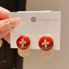 Pendientes de Plata Recubiertos de Oro Real de 18 Quilates con Aguja de Plata Otoño e Invierno Retro Gota de Aceite Redondos de Zirconia Pendientes de Moda Simples de Nicho de Alta Gama