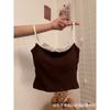 Top Corto Sexy de Verano para Mujer, Chaleco con Sosten Fijo y Diseño de Encaje Empalmado, Ropa Interior Adelgazante