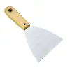 Espátula de doble abrazadera con mango de bambú, cuchillo de limpieza, pala pequeña para limpiar espátula, raspador de espátula, herramienta de pintura para espátula