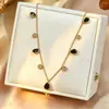 Venta Caliente Pendiente de Acero Inoxidable con Borla de Circonita Multicolor Transfronterizo Europeo y Americano Collar para Mujer Nuevo Estilo de Lujo Ligero de Alta Gama