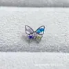 Pendientes de Mariposa de Aleación de Titanio Astmf-136 con Circonita de Colores Titanio G23 Rosca Interna Joyería para Labios Cabeza de Joyería
