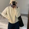 Chamarra Suéter Corto Naranja con Doble Cremallera para Mujer Otoño e Invierno 2025 Nueva Chaqueta de Punto Engrosada Top Corto Ajustado