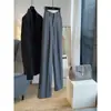 O corte da calça é muito bom! São ambos fluidos e estilosos~ Calças de alfaiataria femininas de cintura alta, perna larga e corte reto para o outono