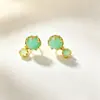 Pendientes colgantes de plata pura S925 con doble cuenta de jade para mujer, pendientes compactos versátiles de estilo chino de alta gama, nicho, exquisitos, nuevos