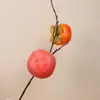 Caqui Artificial, Manzana, Fruta Roja, Fruta de Acebo, Adornos de Flores Falsas, Decoración de Sala de Estar, Exhibición Festiva del Festival de Primavera, Decoración del Hogar