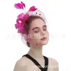 Amazon colorido popular pena chique adorno de cabeça europeu e americano nupcial Halloween banquete performance cobertura facial rede de cabelo faixa de cabeça