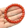 Alternativa asequible a la Ágata Roja del Sur, pulsera de cuentas estilo vintage de corte recto, pulsera rojo caqui, pulsera de cuentas redondas de jade similar al cuarzo al por mayor