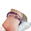 Pulseira Popular Círculo Duplo Roxo Landing para Mulheres, Design de Luxo Leve, Pulseira Empilhada Lavanda, Significado de Boa Sorte para Melhores Amigas