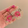 Aretes de Flor de Rafia Hueca Estilo Vacacional, Aretes de Botón de Nicho Elegantes y de Moda, Aretes Personalizados de Gama Alta al por Mayor para Mujeres