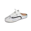 Verão 2026 Novos Mules Casuais de Couro Genuíno Slip-on Sapatos Brancos Leves Solado Macio Meia Pantufa Tênis de Plataforma Tênis de Treino Alemão