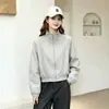 Chaqueta Corta Nueva de Otoño 2026 con Cuello Alto y Cordón para Mujer, Estilo Coreano de Corte Holgado para Figuras Pequeñas, Chaqueta de Moda Lisa con Cremallera