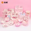 Sanrio Hello Kitty Vajilla Infantil Mesa para Niños Hogar Bol para Comida de Bebé Plato con Compartimentos Impermeable Antiescaldados Forma de Plato Taza de Leche
