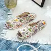 Tejido de Algodón Transpirable Interior Hogar Trapeador de Piso Chanclas Abiertas Coreanas Alfombrilla de Escalada Cuatro Estaciones Suela de Tela Nueva Silenciosa