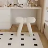 Taburete de Tocador con Lazo, Taburete de Lana de Cordero, Reposapiés para Cambiar Zapatos, Taburete Bajo de Sofá, Taburete de Maquillaje, Cojín para Tocador, Diseño Sencillo