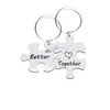 Venta Caliente Transfronteriza Llavero de Acero Inoxidable Colgante Rompecabezas de Pareja Colgante Regalo de San Valentín Llavero de Metal Grabado