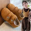 Zapatos de Ante de Otoño para Niñas 2026 Nuevos de Color Sólido Estampado de Leopardo Suela Suave Antideslizantes Casuales para Estudiantes, Niños Pequeños, Medianos y Mayores