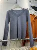 Suéter de Punto Shisanxing Otoño/Invierno Nuevo Estilo Coreano Encaje Suave Parche V-Neck para Mujer, Corte Ajustado y Camiseta Base Adelgazante