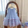 Vestido de Renda Doce e Fofo para Meninas Verão 2026 Sem Mangas Vestido Princesa Bolo Vestido de Bebê