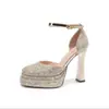 Tacones Altos de Plataforma Impermeables con Lentejuelas para Mujeres de Baja Estatura, Modelo Nuevo 2026, Impresionantes Tacones Gruesos que Son Cómodos, Zapatos de Novia para Bodas
