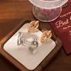 Pendientes Metálicos Galvanizados de Nuevo Estilo Europeo y Americano, Pendientes de Lujo Ligero de Nicho de Gama Alta, Pendientes Geométricos de Doble Círculo Personalizados de Venta Caliente