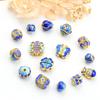 Cuentas huecas de cloisonné de oro de 18 quilates, cuentas de barril con gota de aceite de mariposa, trébol, pez, pulsera con cuentas, collar, joyas, cuentas espaciadoras
