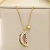 Moda nicho DIY fruta tres dimensiones diamante sandía fresa cadena clavícula diseño creativo maíz titanio acero joyería