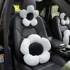 Almohada para el cuello con reposacabezas de coche con flores, almohada creativa de felpa para asiento de coche, almohada cómoda, suministros pequeños y frescos para coche