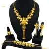 Juego de Joyería Calada de Flor Chapado en Oro de 24K 2023 Dubai Collar Aretes Pulsera Anillo Medio Oriente Joyería de Dubái