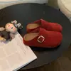 Mocasines de cuero con patrón de uvas, suela gruesa de 4 cm, versátiles, forrados de felpa, para mujer