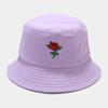 Europeu e Americano Nova Rosa Bordado Chapéu de Pescador Mulheres Moda Primavera e Outono Ao Ar Livre Proteção Solar Chapéu de Sol Amazon Venda Quente Chapéu de Bacia