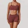 Nuevo Traje de Yoga Plateado con Lunares Caliente de Amazon Mallas de Alta Elasticidad Sujetador Deportivo Push-Up Traje de Fitness