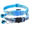 Collar Reflectante para Mascotas Collar Luminoso Collar para Gato Collar para Perro Collar con Cascabel Collar con Hebilla de Seguridad Estampado de Huella de Perro