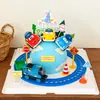 Decoração de Bolo de Carro de Puxar com Tema de Carros, Carro Pequeno Decoração de Mesa de Sobremesa de Aniversário Infantil Enfeite de Encaixar