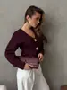 Amazon Cárdigan de Punto Corto Transfronterizo para Mujer Otoño 2026 Nuevo Suéter Adelgazante con Hebilla Metálica