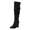 50 botas femininas transfronteiriças botas de cavaleiro empilhadas botas de tamanho grande botas de bico fino outono e inverno europeu e americano comércio exterior 40 salto super alto novo