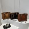 Bolso Tote de Hombro Casual de Moda Simple Nuevo Estilo Coreano Gran Capacidad Retro 2025 Color Sólido para Viajes y Desplazamientos
