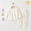 Conjunto de ropa interior de otoño e invierno para bebé, Algodón puro Clase A para niños, Ropa interior térmica de cintura alta para proteger la barriga, Pijamas, Ropa para bebé