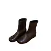 Botines Chelsea de Plataforma Retro 2026 Primavera/Otoño Estilo Nuevo Botas de Piel Negra Caña Corta Adelgazantes Versátiles de Moda Tendencia