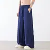 Calça Masculina de Seda Gelada para o Verão, Perna Reta, Caimento Solto, Perna Larga, Alta Qualidade, Estilo Fresco e Esportivo