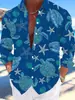 Nueva Camisa Casual de Manga Larga Transfronteriza Europea y Americana 2024 Estampado de Tortuga Manga Larga Hawaiana Explosiones Transfronterizas
