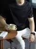 Moderna Bloque de Color~ Fresca y Amigable con la Piel Algodón Mercerizado Amoniaco Líquido Camiseta de Manga Corta para Hombre, Verano Lujo Confort Cuello Redondo Camiseta Básica