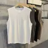 Camiseta de baixo um pouco solta top sem mangas nicho simples algodão puro colete de basquete camiseta meninos bonito combina com tudo base