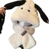 Inverno 2024 Novo Cachecol de Pelúcia Espesso com Desenho de Cachorro Pacha Integrado com Chapéu de Pelúcia para Estudantes