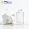 Botella cuentagotas redonda plana de hombro recto 30ml botella dispensadora de vidrio para serum botella transparente esmerilada para cuidado de la piel botella para aceite esencial