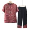 Conjunto de Vestido de Verão para Vovó 6X Roupa Solta de Cardigã para Senhora Idosa Conjunto de Duas Peças de Verão com Manga Curta para Mulheres de Meia-idade e Idosos para Mãe 60